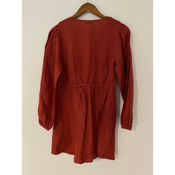 Saint Helena Revolve Burnt Orange Cleo Mini Dress Long Sleeve Button Front EUC S - Picture 6 of 11